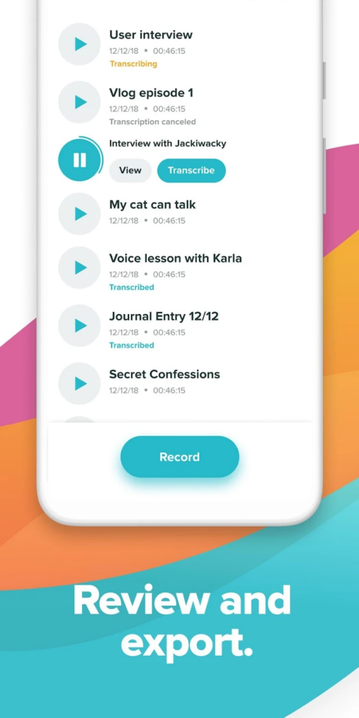 The mobile page of the speech-to-text app Tmei