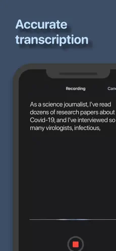 Voice to Text Pro's speech to text transcription results on mobile